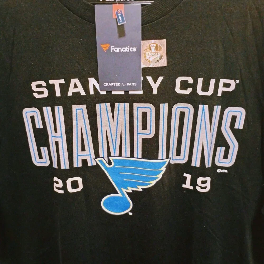 St. Louis Blues 2019 Stanley Cup Champions Fanatics T-shirt M  NHL Signatures